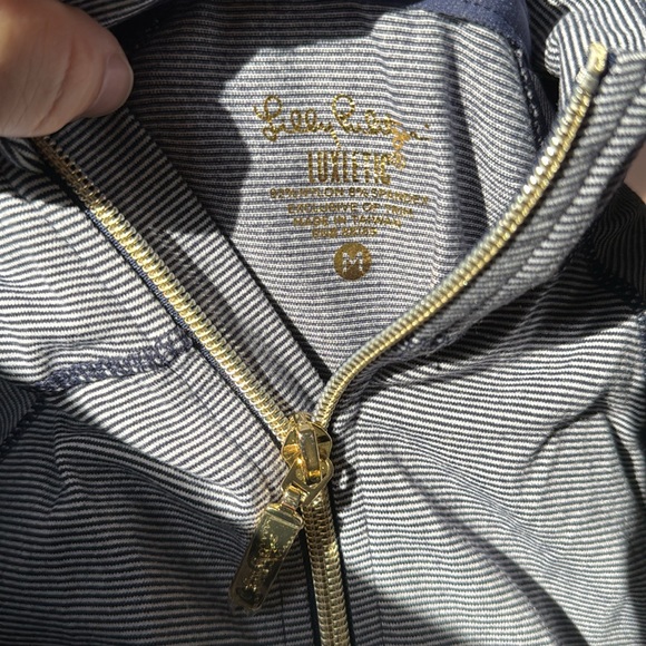 NWOT Lilly Pulitzer Athletic Jacket Luxletic Stripe Full gold Zip 2 Pockets M - Picture 5 of 12